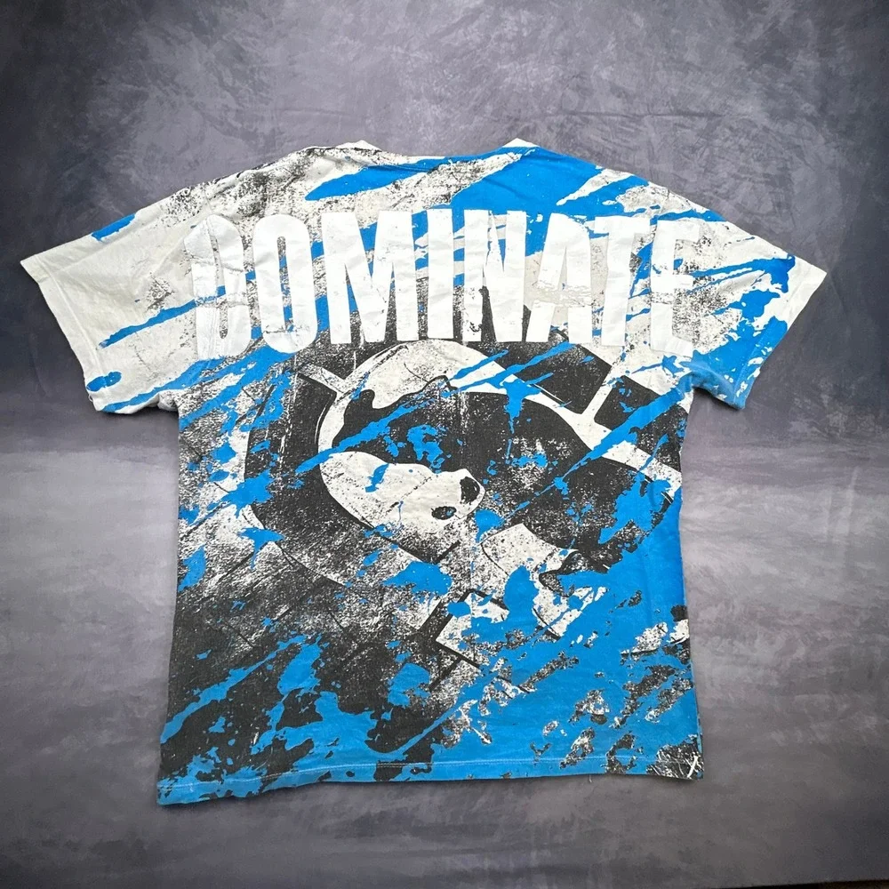 Vintage Ecko Unltd MMA T-Shirt XL Blue White All Over Print Y2K Dominate Graphic